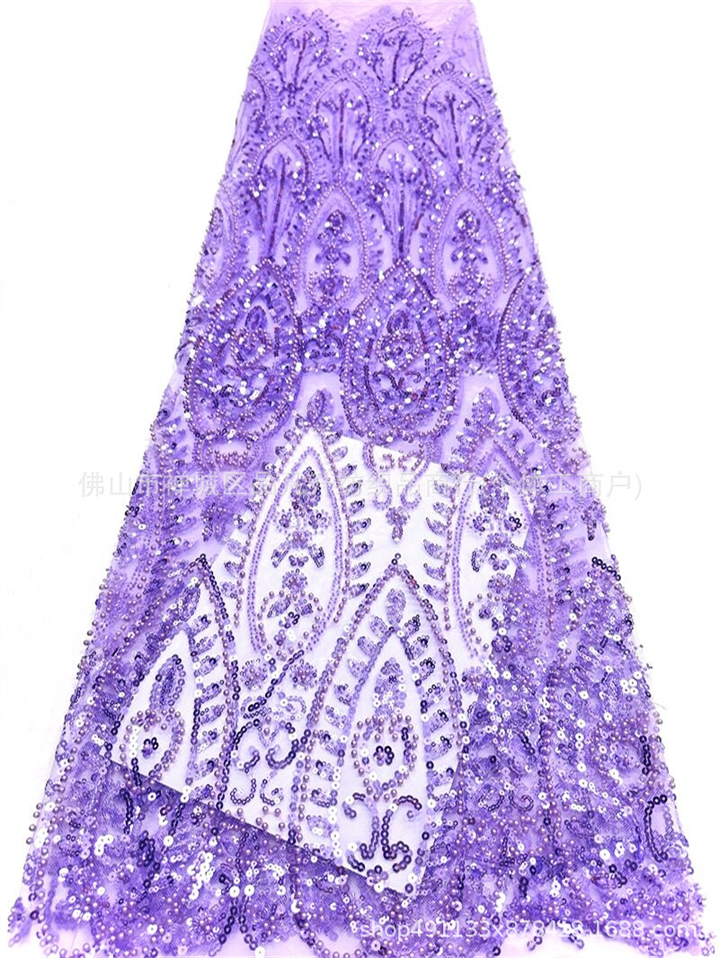 Tejido de boda de importación sequinilla tubo de perlas de bordado de computadora 130 ancho de stock rápido soporte de prueba