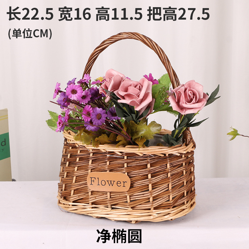 Encaje Mini encaje princesa cesta sauce Vine hierba olla tejida verde rosa flor niños foto cesta mano regalo cesta de flores de mano
