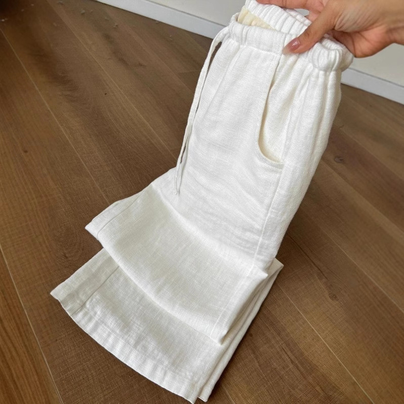 Philippine Chang recommend, giant long legs!! Washed White Ramie Pants Flexible and Comfortable Linen Casual Wide-leg Pants for Women Philippine Chang recommend, giant long legs!! Washed White Ramie Pants Flexible and Comfortable Linen Casual Wide-leg Pants for Women