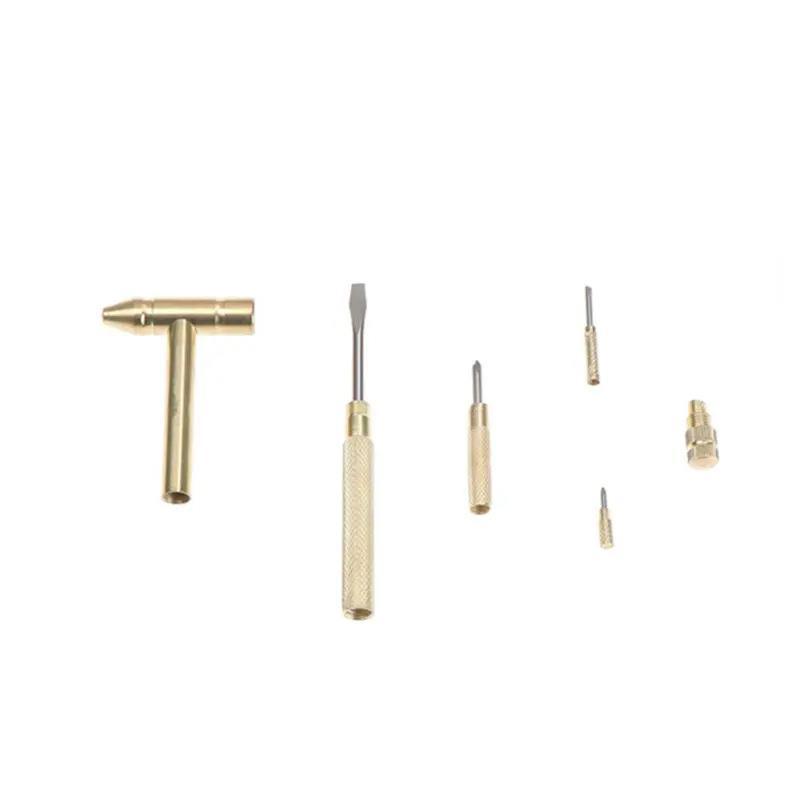 Factory wholesale 6-in-1 multi-function hammer screwdriver mini copper hammer household small mallet small hammer copper-plated