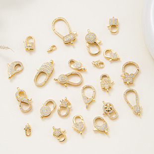 High-End Brass Casting Special-Shaped Micro-Embellished Buckle Pendant Necklace Pendant Clothing Pendant 18K Real Gold Universal Buckle Jewelry