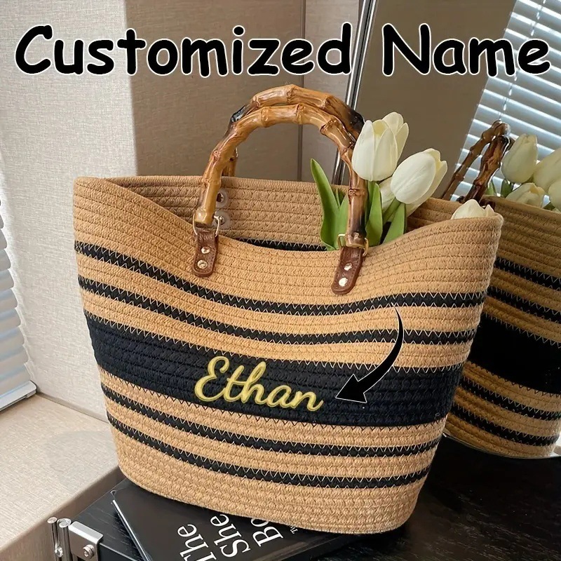 Etsy Xiyin Pod Embroider Custom Woven Handbag Large Capacity Beach Bag Customized Handbag Etsy Xiyin Pod Embroider Custom Woven Handbag Large Capacity Beach Bag Customized Handbag