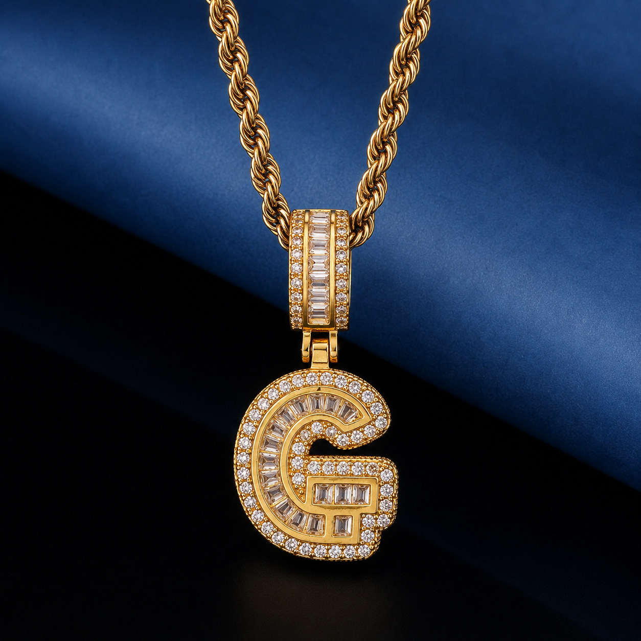Hip-hop pop transfronterizo letras colgantes collares de piedras joyerías personales europeas y estadounidenses nicho diseño collar de hombre
