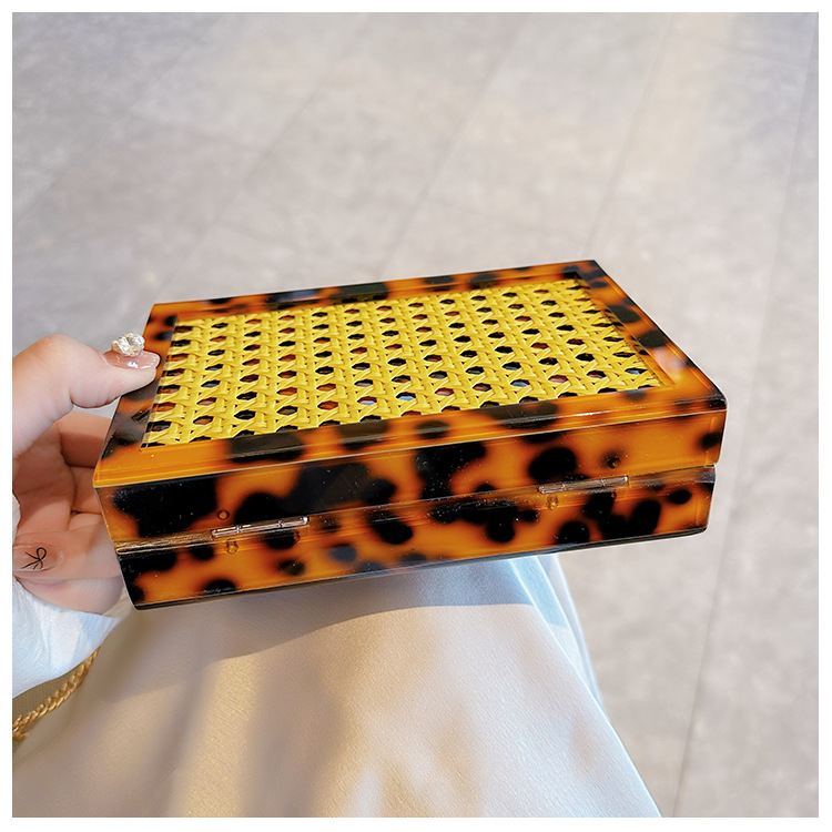 New fashionable green wicker acrylic bag for cross-border foreign trade women, evening bag, single-shoulder crossbody banquet clutch undefined