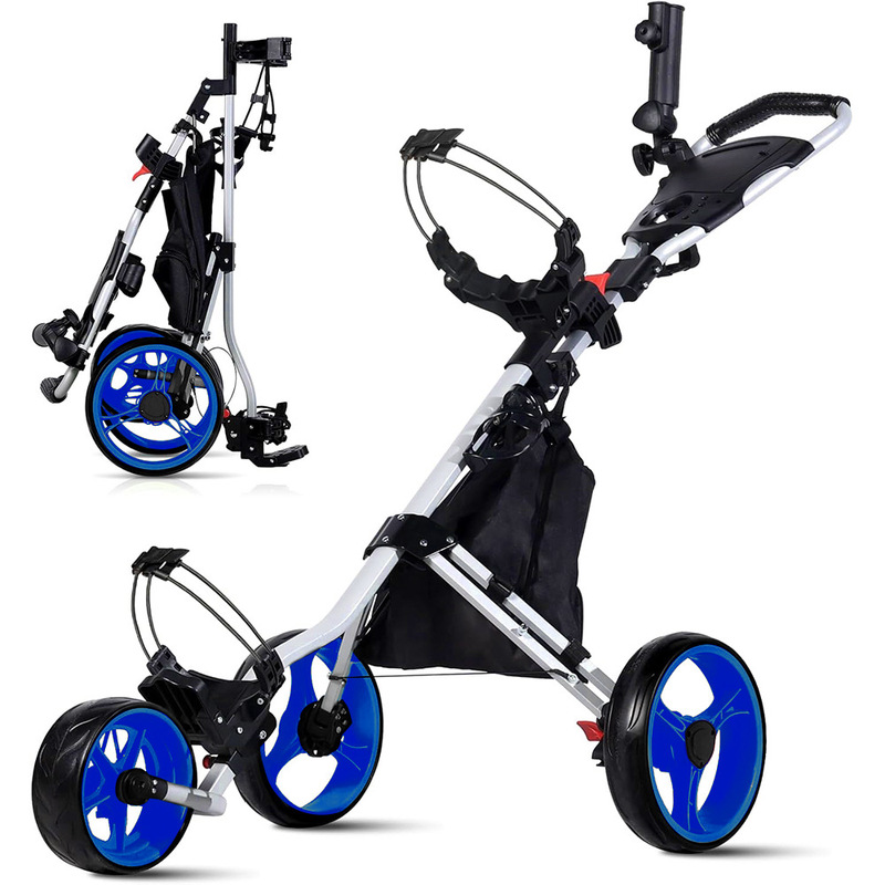 ゴルフカート三輪折り畳み可能アルミ合金手押し車携帯型カートgolf球場用品|undefined