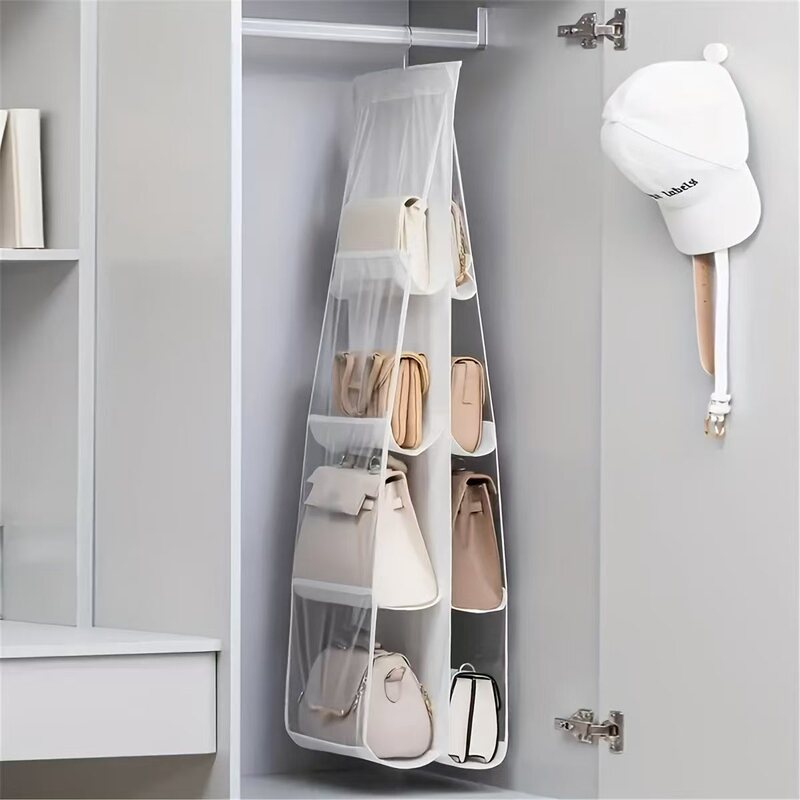 Bag Storage Hanging Bag Fabric Double-Sided Multi-Layer Transparent Dust Bag Hanging Home Wardrobe Bag Storage Rack Bag Storage Hanging Bag Fabric Double-Sided Multi-Layer Transparent Dust Bag Hanging Home Wardrobe Bag Storage Rack