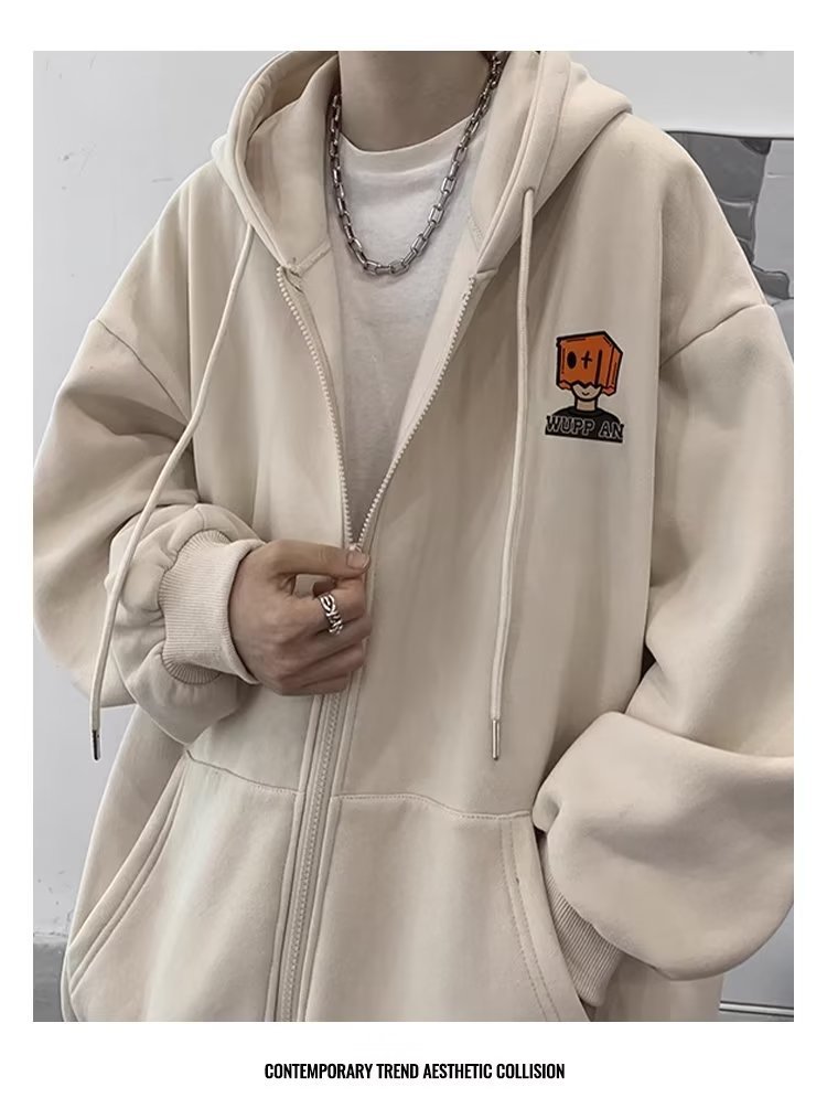 1 Cardigan Felpa Inverno 2023 Nuova Giacca Primaverile Uomo Felpa con Cappuccio in Pile Cappotto Autunnale_voghion.com