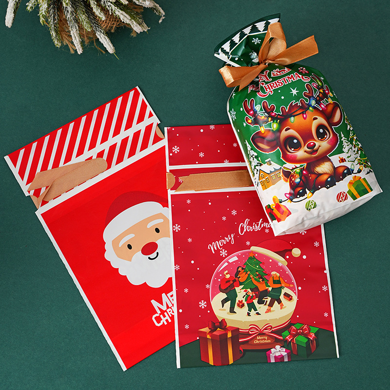 クリスマスキャンディー袋小プレゼント包装袋クリスマスプレゼントリンゴ袋漫画ロープポケットクロスボーダー|undefined
