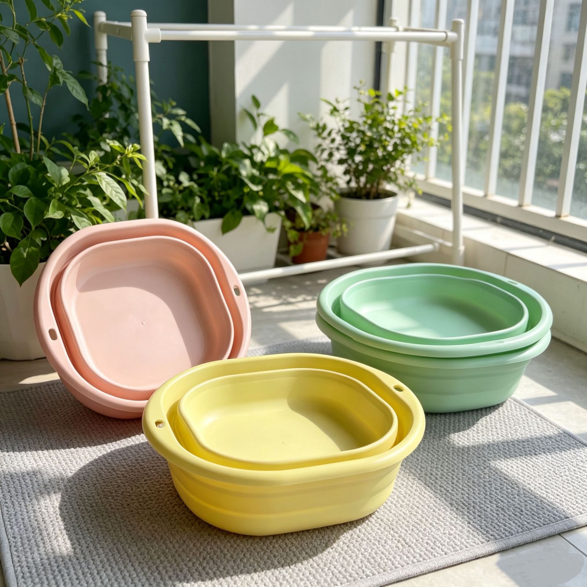 Foldable washbasin for home use, portable travel plastic basin, thickened, available in various sizes, suitable for student dormitories and laundry use