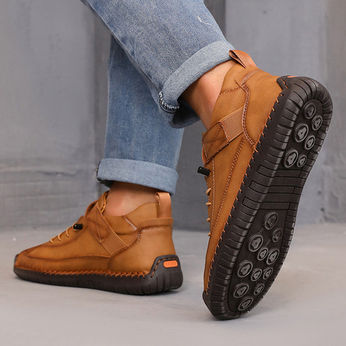 Spring and Autumn Fashion Couple Leather Boots Outdoor Casual Men and Women Plus Size Short Boots Handmade Men's Boots