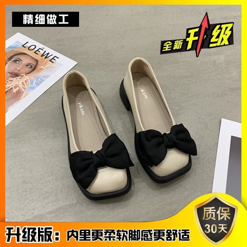 35-43 大码女鞋41肥脚复古法式单鞋女方头蝴蝶结芭蕾舞玛丽珍鞋42|undefined