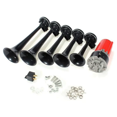 Car horn/tweeter Modified Vehicle Electric Self-Contained - 5-tube-jazz-music-air-horn-black