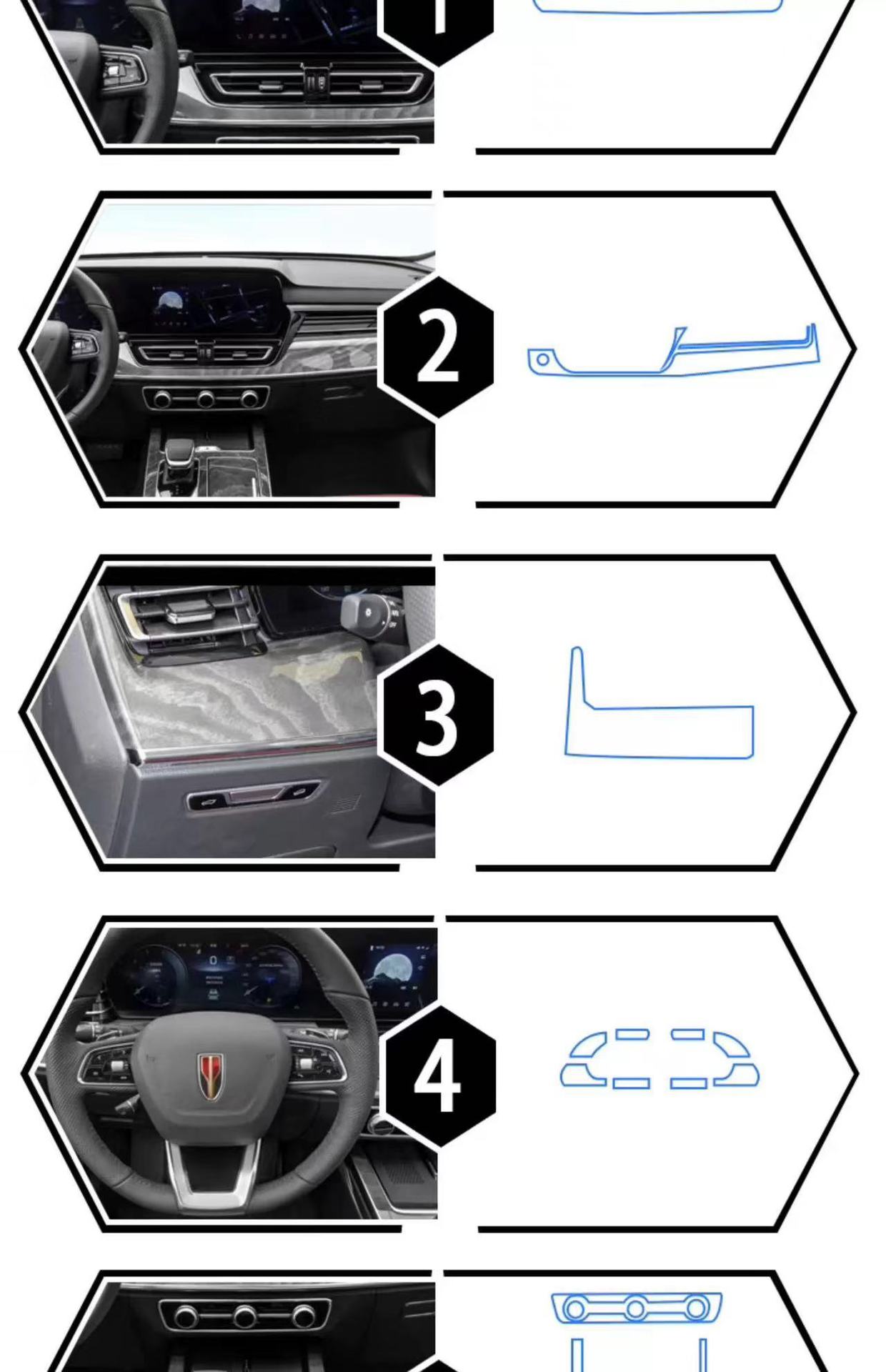 Suitable for 25 models of Hongqi HS5 interior film, instrument and navigation screen film, gear shift car accessories film, high-definition film, TPU