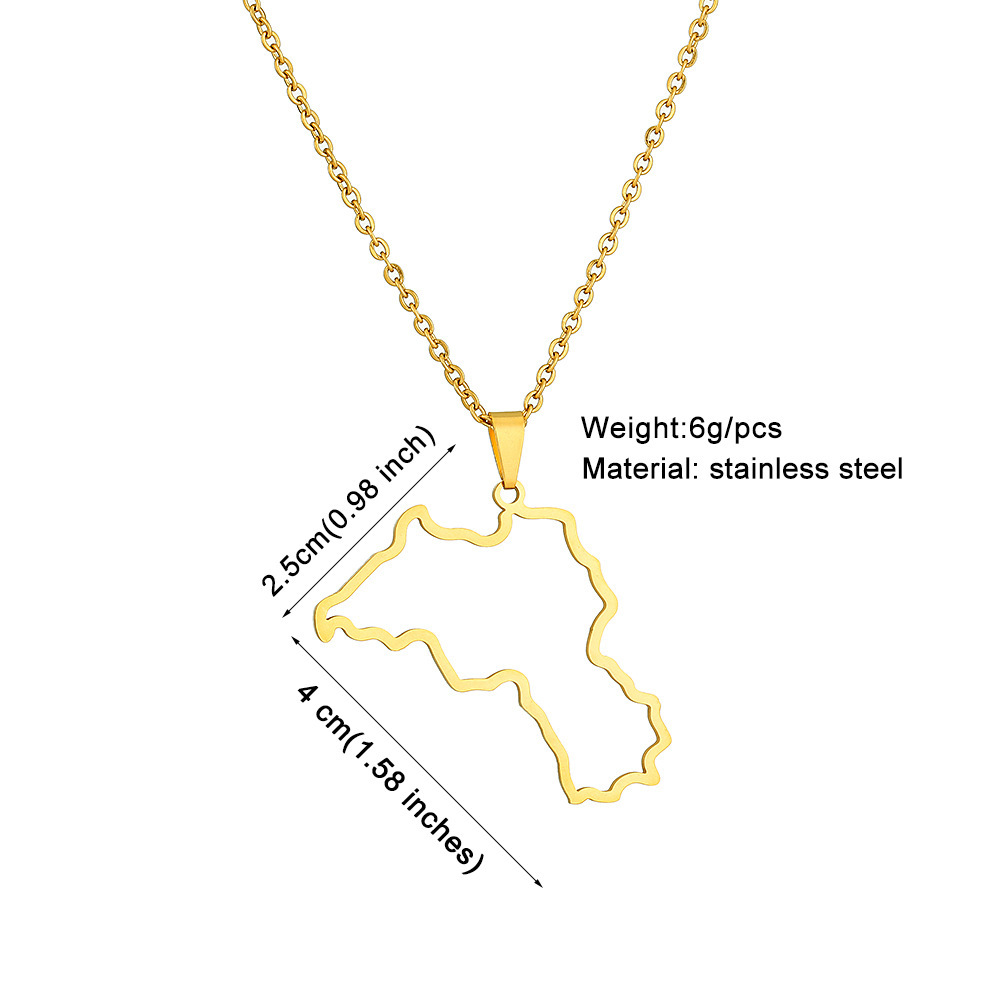 Kurdistan map pendant necklace oil drop retro men and women stainless steel pendant accessories_voghion.com