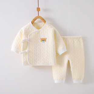 Newborn thermal underwear suit autumn and winter baby split quilted winter clothes newborn Heshang clothes two-piece suit