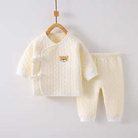 新生儿保暖内衣套装秋冬季宝宝分体夹棉冬装刚初生儿和尚服两件套