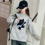 女大童毛衣秋冬装2025新款初中生女生加厚针织上衣中学生套头毛衣