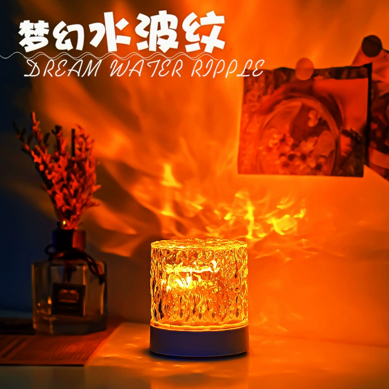 StarMoonTableLamp цилиндрическая лампа с водной рябью свет тень динамическая атмосферная лампа вращающаяся проекция полярный свет