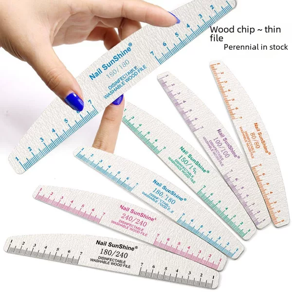 Nailshine Ruler Cross-Border Manicure Nail Surface Polishing Gray White Sandpaper Half-Moon Nail File
