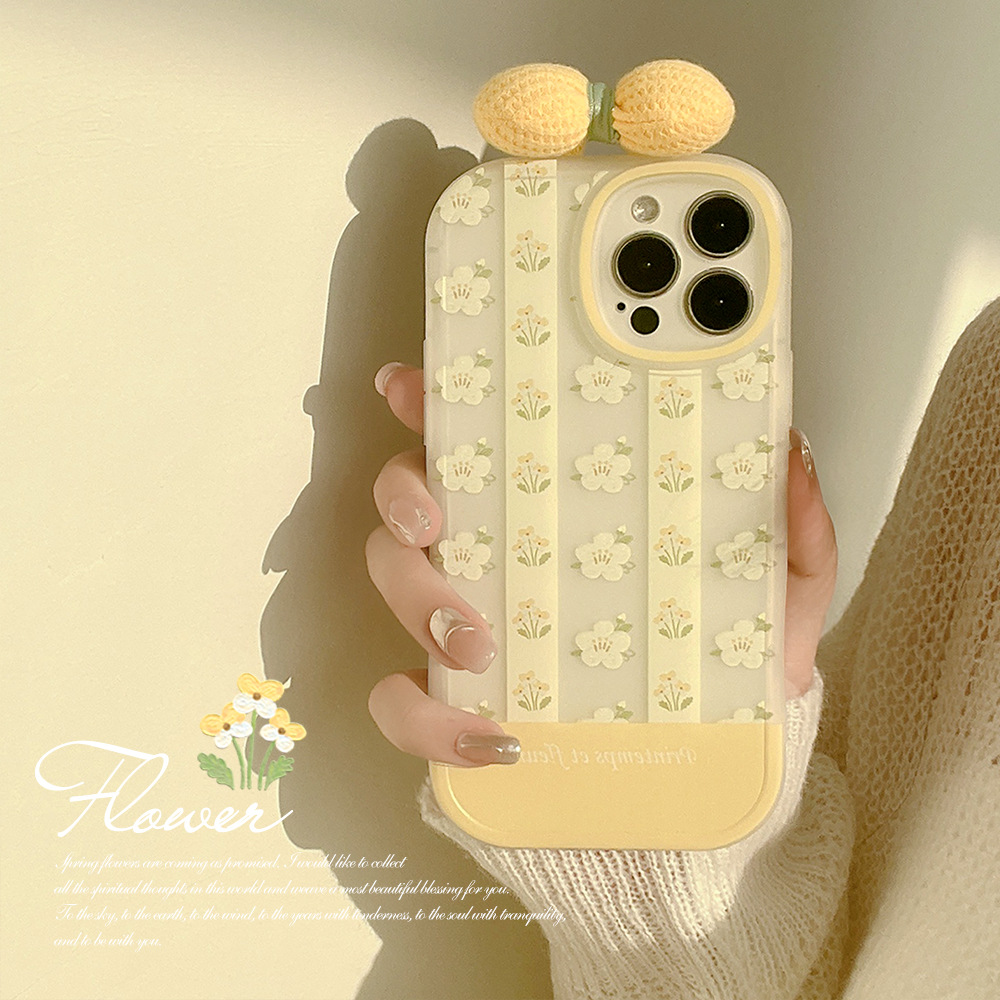 小清新花朵17适用iphone15pro max苹果8手机壳16软15蝴蝶结Xs套13
