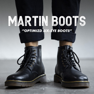 MRA Mid-top Boots Men's High-top Leather Shoes Spring Workwear Genuine Leather Short Boots Snow Cotton Shoes Black Leather Boots