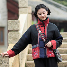 民族风短款棉衣女2025秋冬新品创意花边夹棉立领保暖加厚棉外套