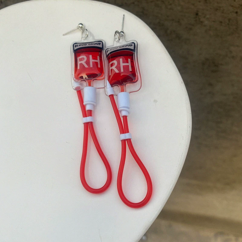 Креативные и забавные Harajuki Simulation Plasma Blood Blood Blood type серьги подкультура Y2K горячая девушка личность серьги на шее