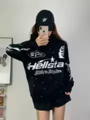 New Hellstars Sweatshirt Retro Ins Paint Peeling Mud Dye Beauty Trendy High Street Hand-Painted Graffiti Sweatshirt Hoodie