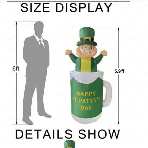 Transfronterizos inflables modelo de aire luminoso 1.8m taza de fiesta de San Patricio decoración de decoración verde