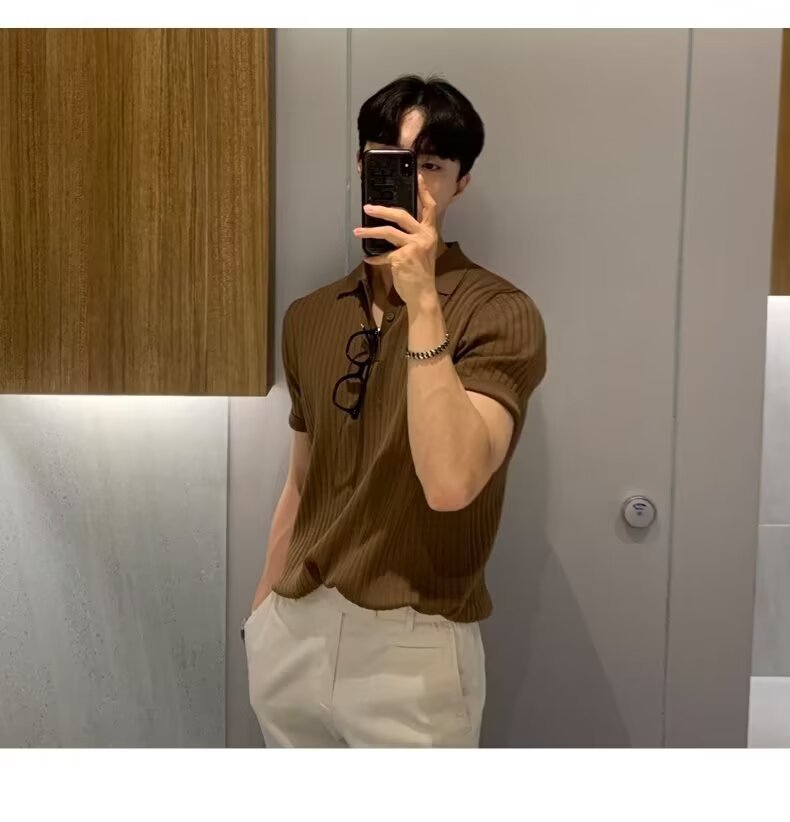 Camiseta de solapa de manga corta para hombre coreano de verano transfronterizo Camiseta de polo para hombre de comercio exterior Camiseta casual de Amazon al por mayor