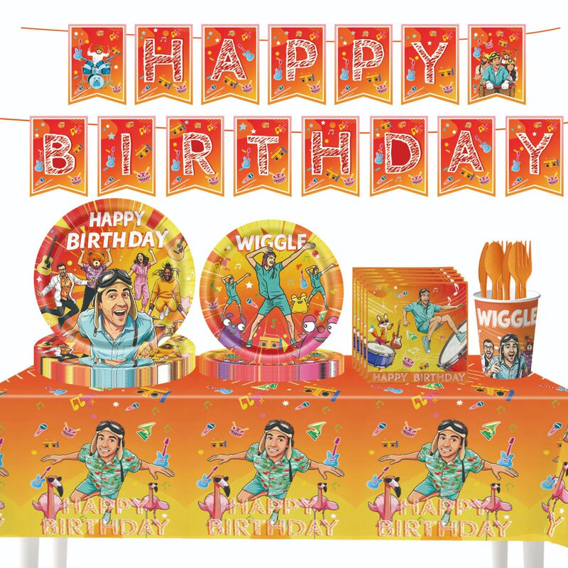 New Orange-Yellow Danny Go Party Tableware Birthday Event Party Paper Plate Decorations