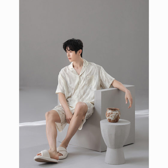 [Natural Bamboo Fiber] Couple Pajamas Bamboo Cotton Breathable Cool Pajamas Women's Short-sleeved Men's Home Clothes for Summer