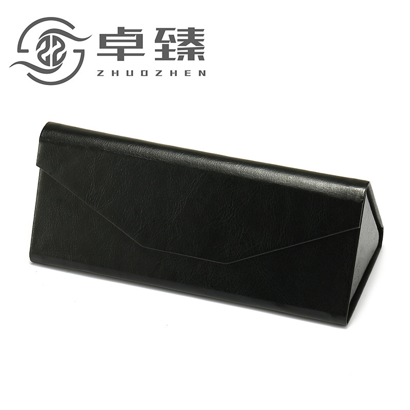 折り畳み眼鏡ケースセット現物工場ロット黒擬小牛皮十字紋三角眼鏡ケース6点セット印刷可能|undefined