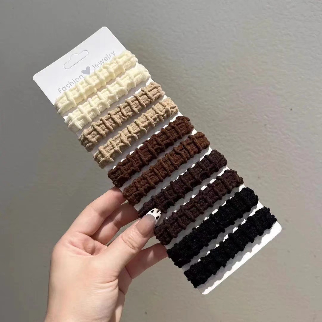 Otoño y invierno color café leche grueso grueso anillo de cabello con bola de cola de caballo cabeza no lesionar cabello sin costura cuerda de cabello antideslizante