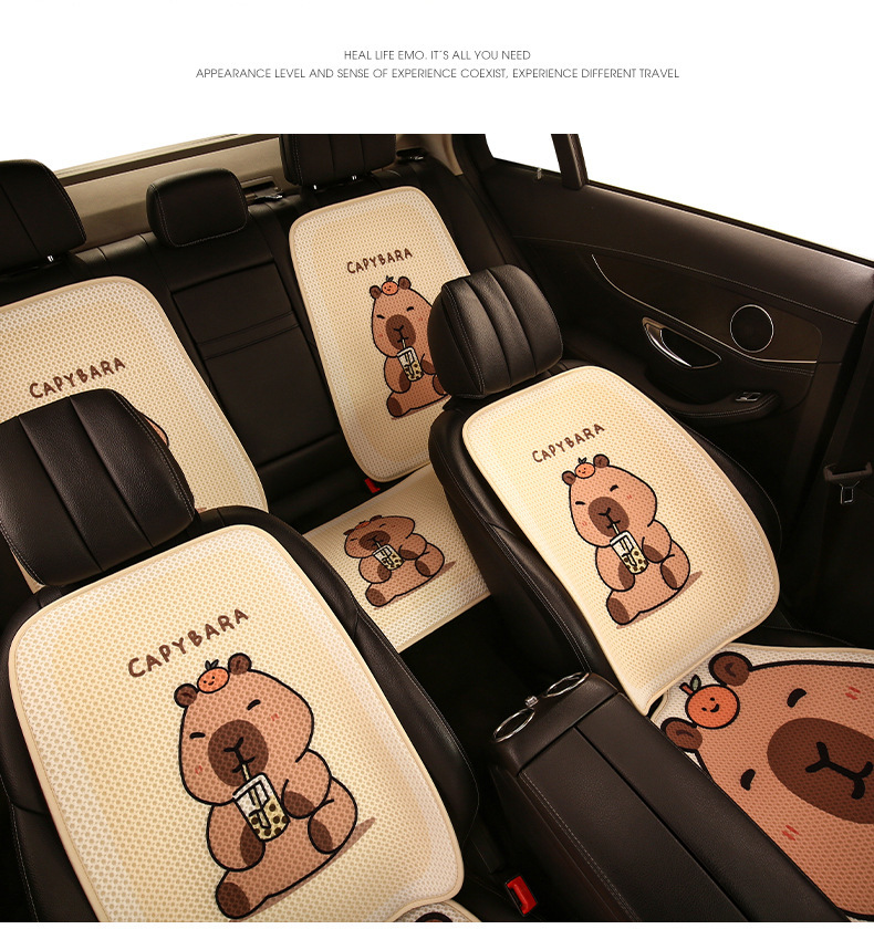 Kapibala Car Seat Cushion, Universal for All Seasons, Cute Half-Pack Seat Cushion Cover, Women's Rear Seat Cover, Single-Piece Seat Cover