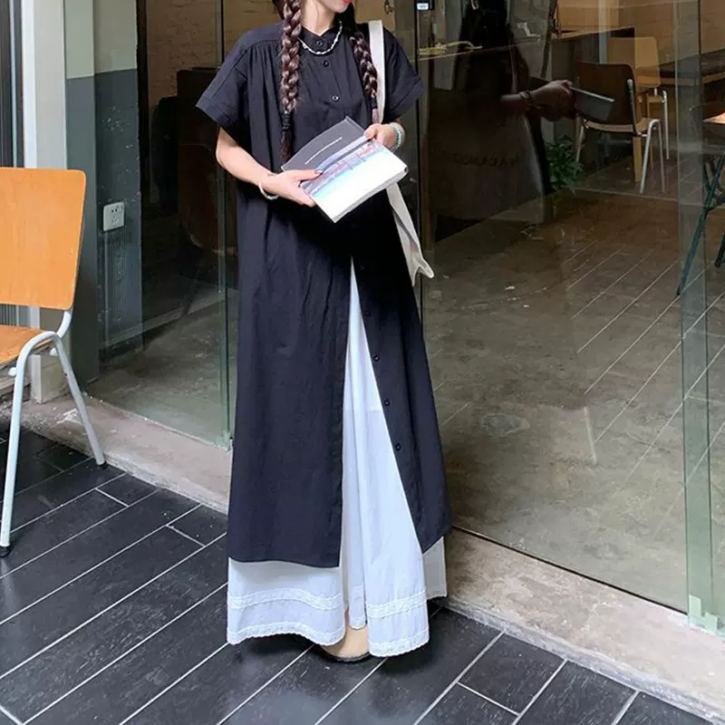 高级感山本风时尚套装女春季2026新款长款衬衫蕾丝阔腿裙裤两件套