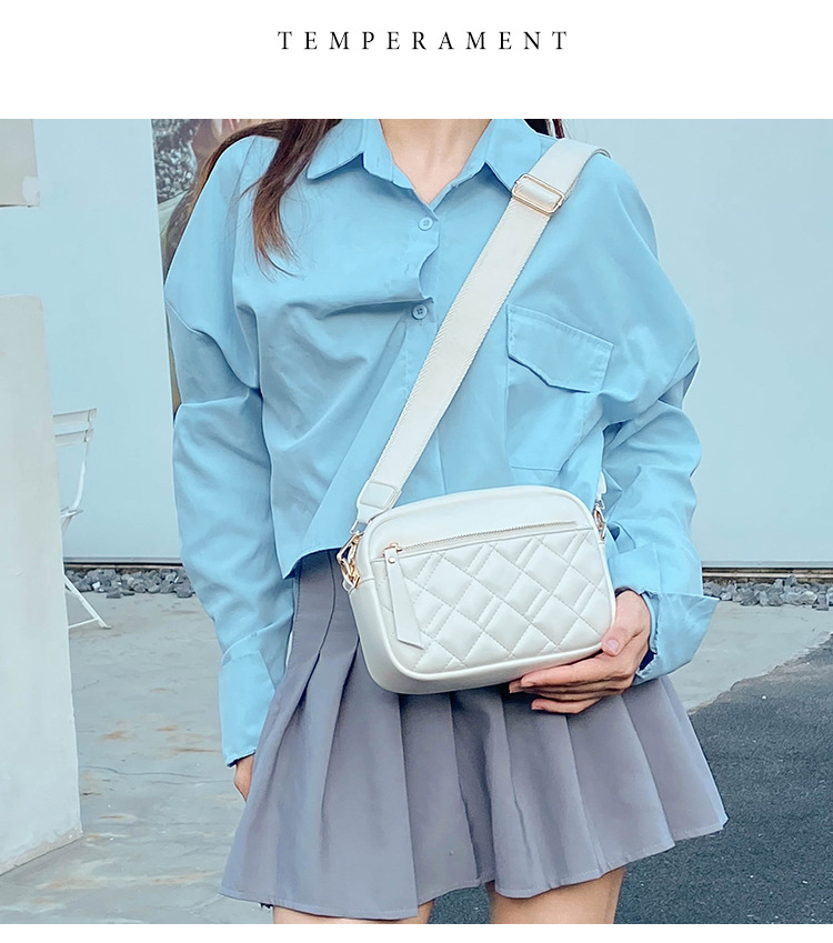 Women's Medium Pu Leather Solid Color Lingge Basic Classic Style Square Zipper Shoulder Bag Crossbody Bag Square Bag display picture 1