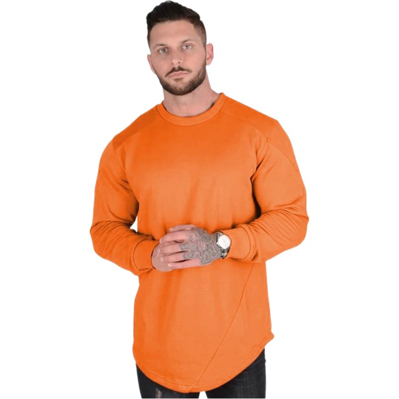 Autumn and Winter Sports Sweatshirt Men's Running Training Fitness Long-Sleeved Basketball Uniform Spliced Round Neck Top Jacket Factory Direct Sale