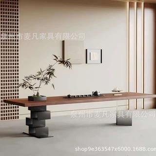 侘寂风设计茶桌简约创意办公桌客厅实木大板桌新中式现代艺术书桌