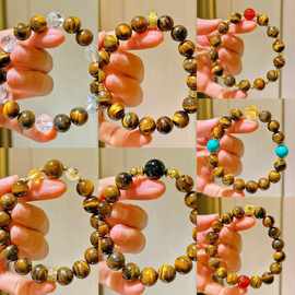 秋冬美拉德天然精品虎眼石黄塔晶白水晶玛瑙手链手串保真支持复检