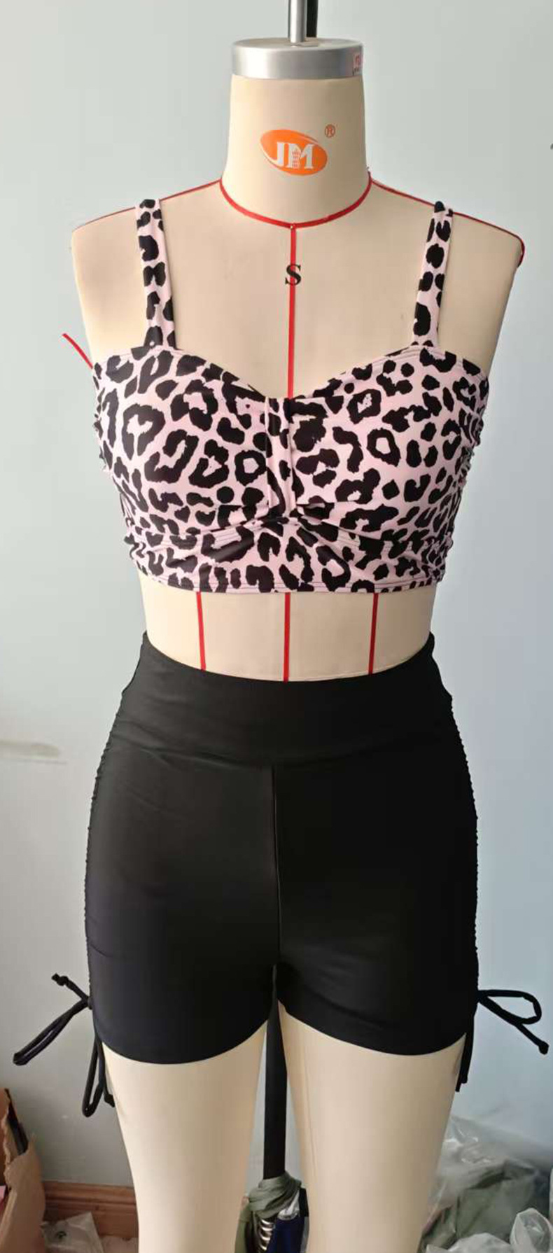 Women's Conservative Sporty Swimsuit 2025 European American New Style Printed Vest High Waisted Shorts Drawstring Cross Border Foreign Trade_ecoleips.com