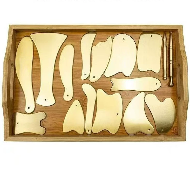 Скребковая доска из чистой меди, подходящая для всего тела, латунная скребковая доска, настоящая утолщенная универсальная скребковая доска для меридианов, чистый массаж и красота.