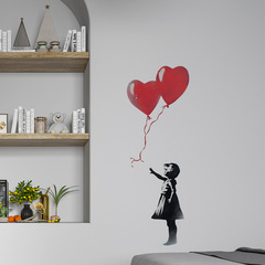 新款氣球女孩情人節臥室餐廳牆面家居背景牆裝飾牆貼自粘防水貼紙