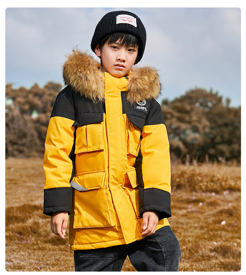 kid's clothing Children's down jacket for boys with long fur collar overalls and thick large children's coat for children_voghion.com