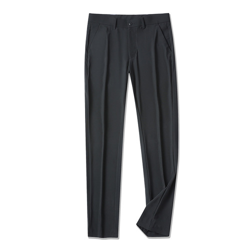 【Wrinkle-resistant four-way stretch】Men's ice silk casual pants summer business western pants work cool straight-leg pants for men