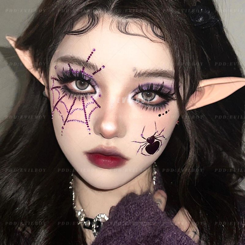 Dark Spider Halloween Tattoo Face Makeup Disposable High Face Value Domineering COS Sweet Cool Pie Washable Paste on Face