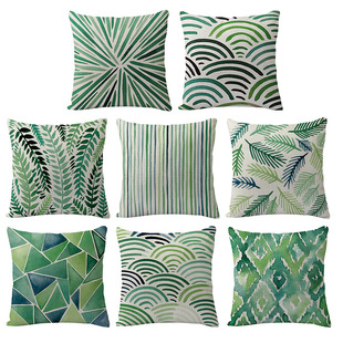Ins Amazon Green Plant Floral Leaf Pillowcase European and American Cross-Border Exclusive Linen Cushion Plant Fresh Style
