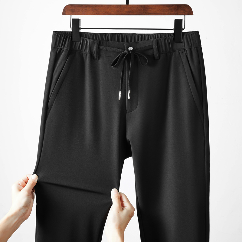 Men's Athletic Pants Autumn Straight Casual Pants Middle-Aged Loose Joggers Elastic Waist Stretch Men's Pants Autumn Winter 1908