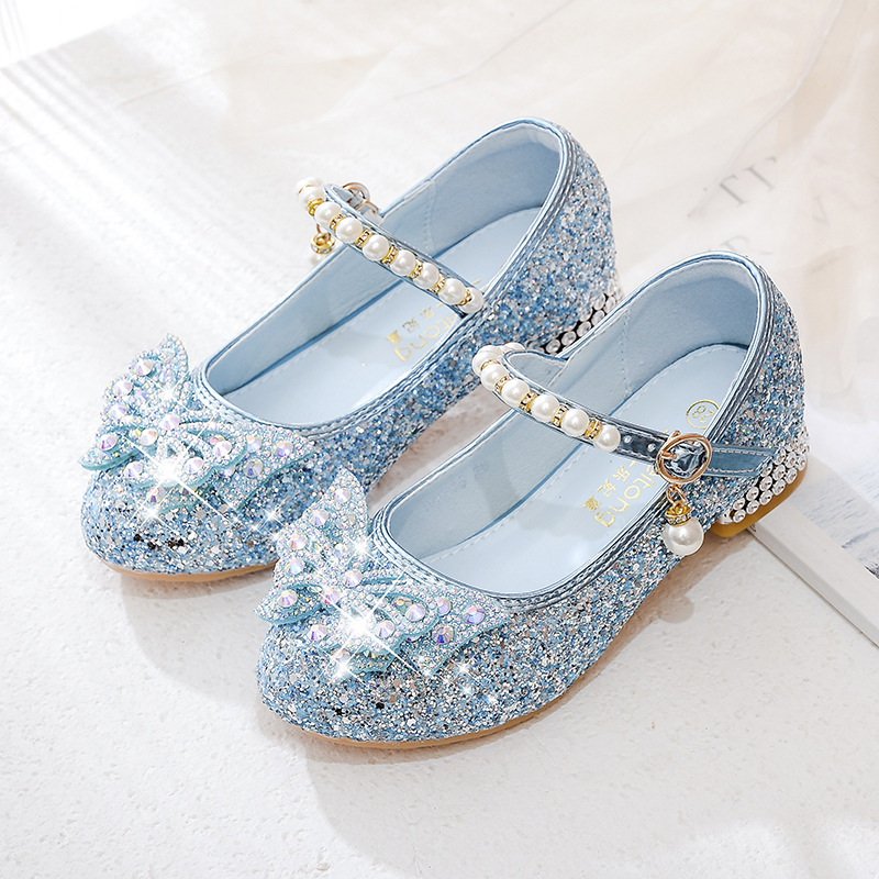 Girls' Princess Shoes New Spring and Autumn Children's High-Heeled Elsa Single Shoes Little Girls' Crystal Leather Shoes Small, Medium and Large Children's Sequins Girls' Princess Shoes New Spring and Autumn Children's High-Heeled Elsa Single Shoes Little Girls' Crystal Leather Shoes Small, Medium and Large Children's Sequins