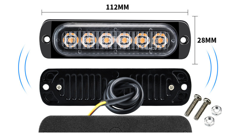 Car Strobe Side Light, Motorcycle Pickup Truck Flash Atmosphere Light 12-24V Wide Voltage Strobe Light Cross-Border Manufacturer